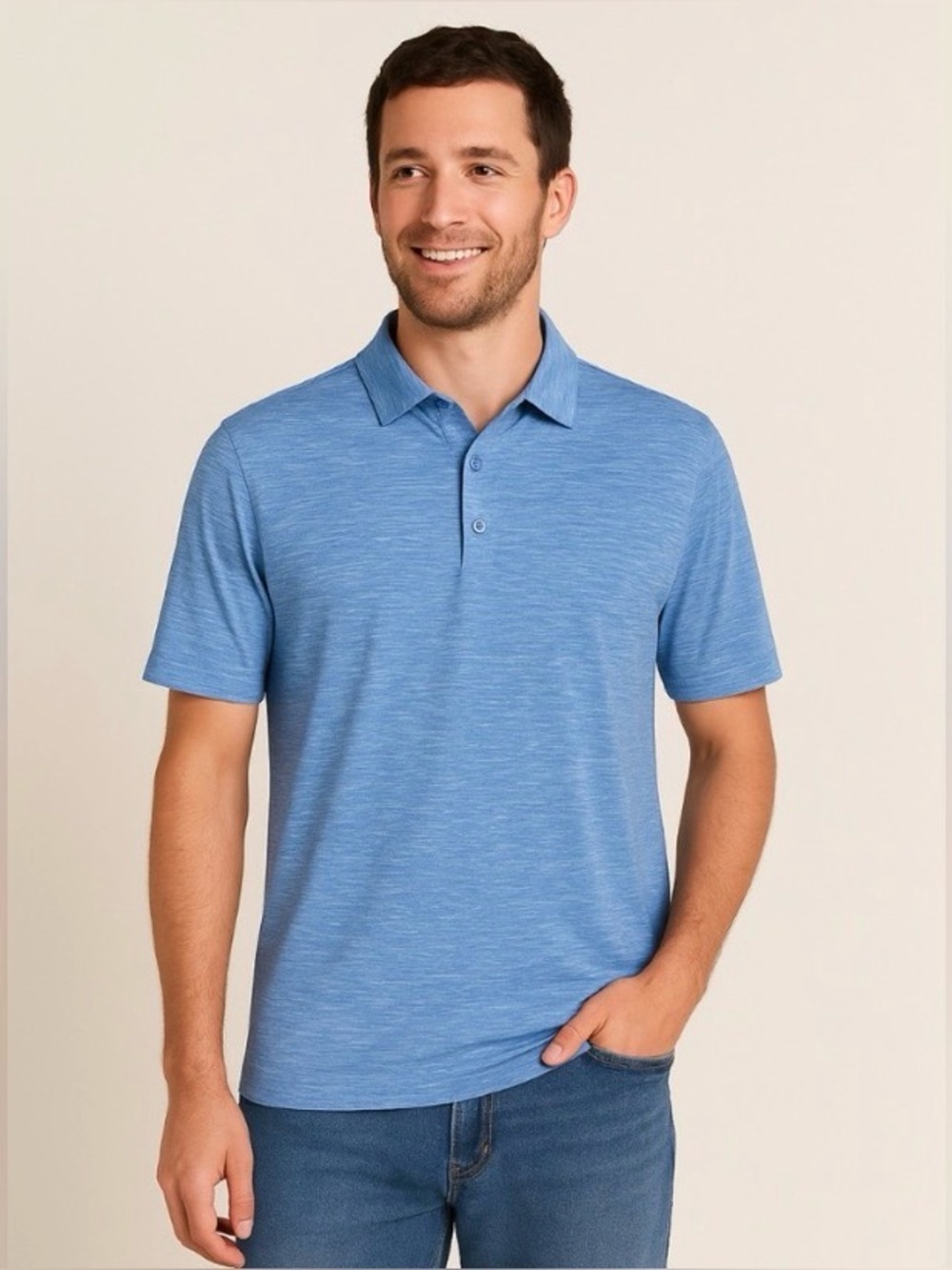 C9 by Champion Men's XXL Polo Heathered Blue Activewear Moisture Wicking Shirt